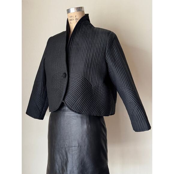 Vintage 1980s Quilted Silk Cropped Jacket - Picture 1 of 5